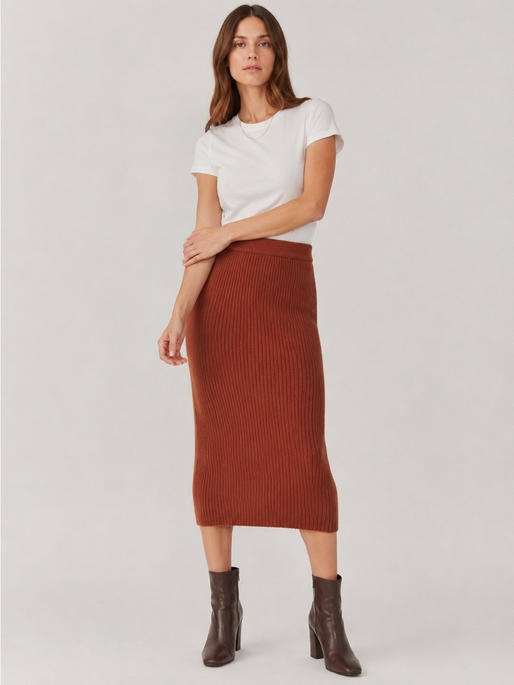 For All Mankind Ribbed Knit Midi Skirt